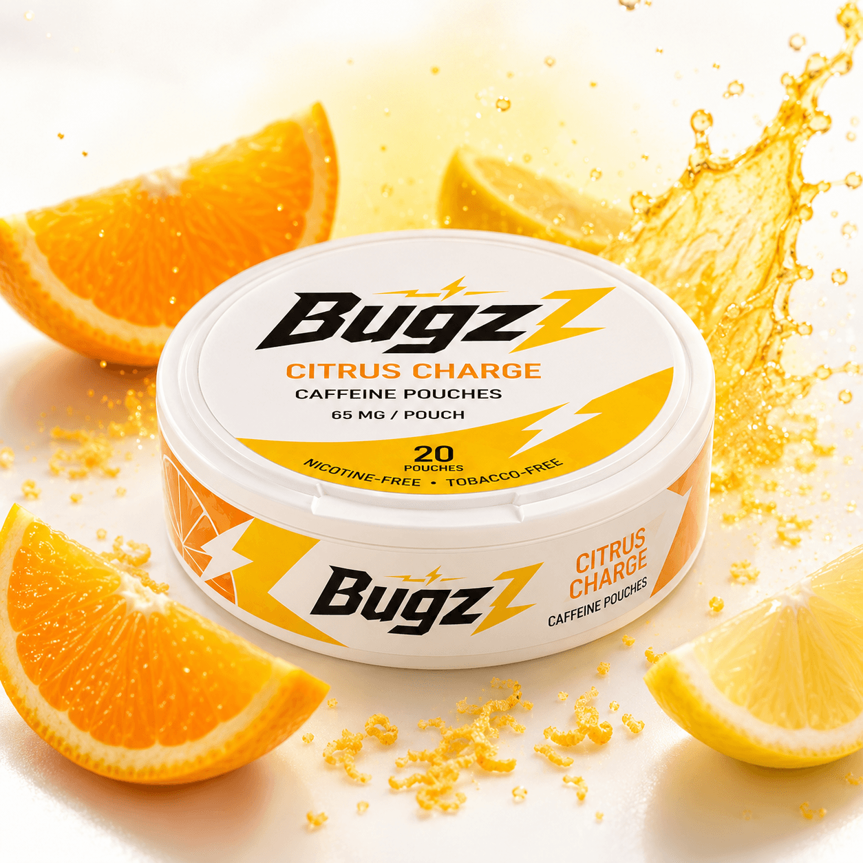 BugzZ Citrus Charge can surrounded by fresh citrus